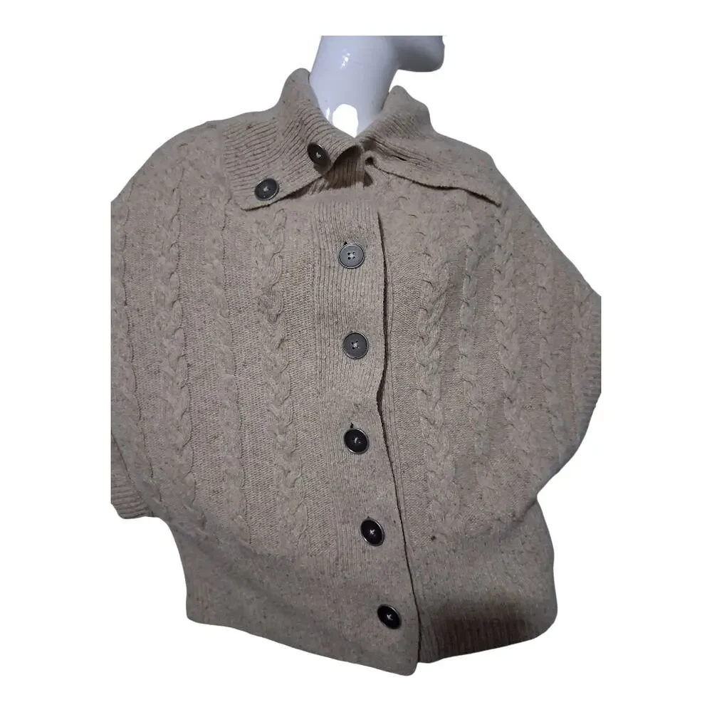 Margaret OLeary Quiet Luxury Womens Small Wool Cashmere‎ Cable Knit Prep Sweater